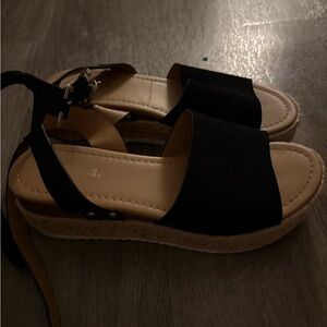 Soda Black Espadrille Sandals
